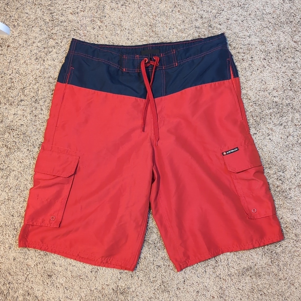 AIRWALK Vintage Swim Trunks MENS Red & Blue Swimsuit